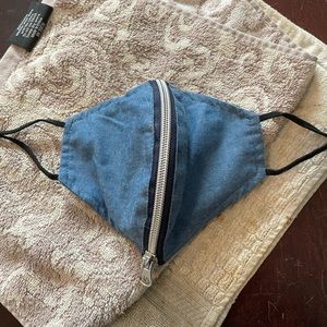 Denim face mask with zipper detail
